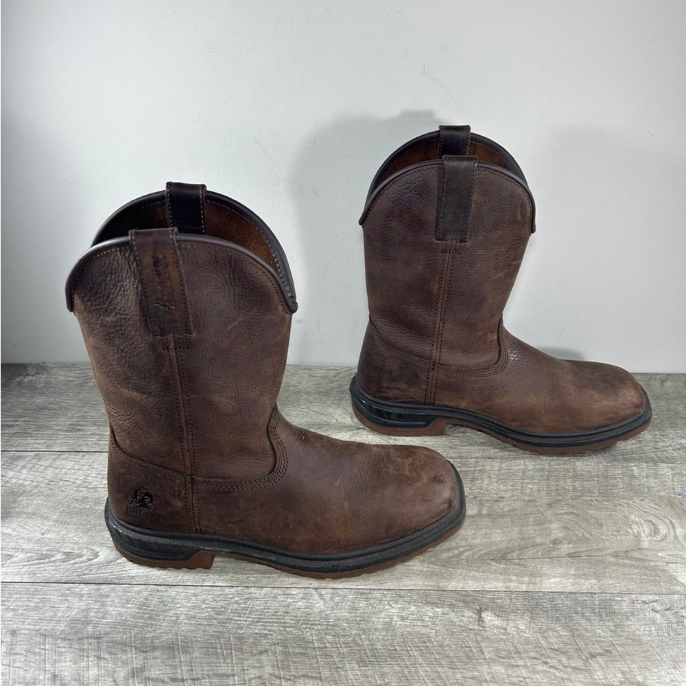 Rocky RKW0346 Wellington Unlined Brown Leather Cowboy Western Mens Boots Size 8